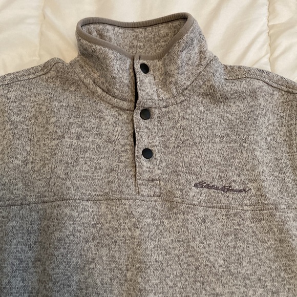 Eddie Bauer Radiator Fleece Snap-Front Pullover Gray Heather Size L - Picture 2 of 6